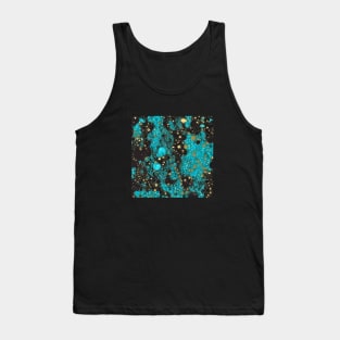 Abstract Design with Cells - Teal, Black and Gold Tank Top